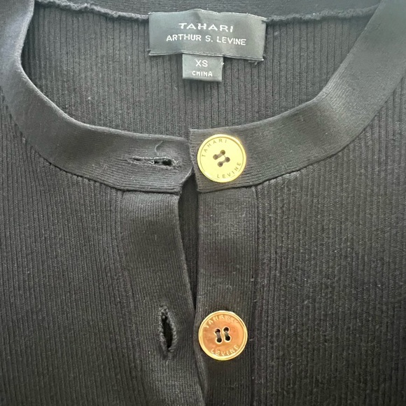 Tahari ASL Black Mini Dress with Gold Buttons XS Silk/Cotton Blend - Picture 3 of 9